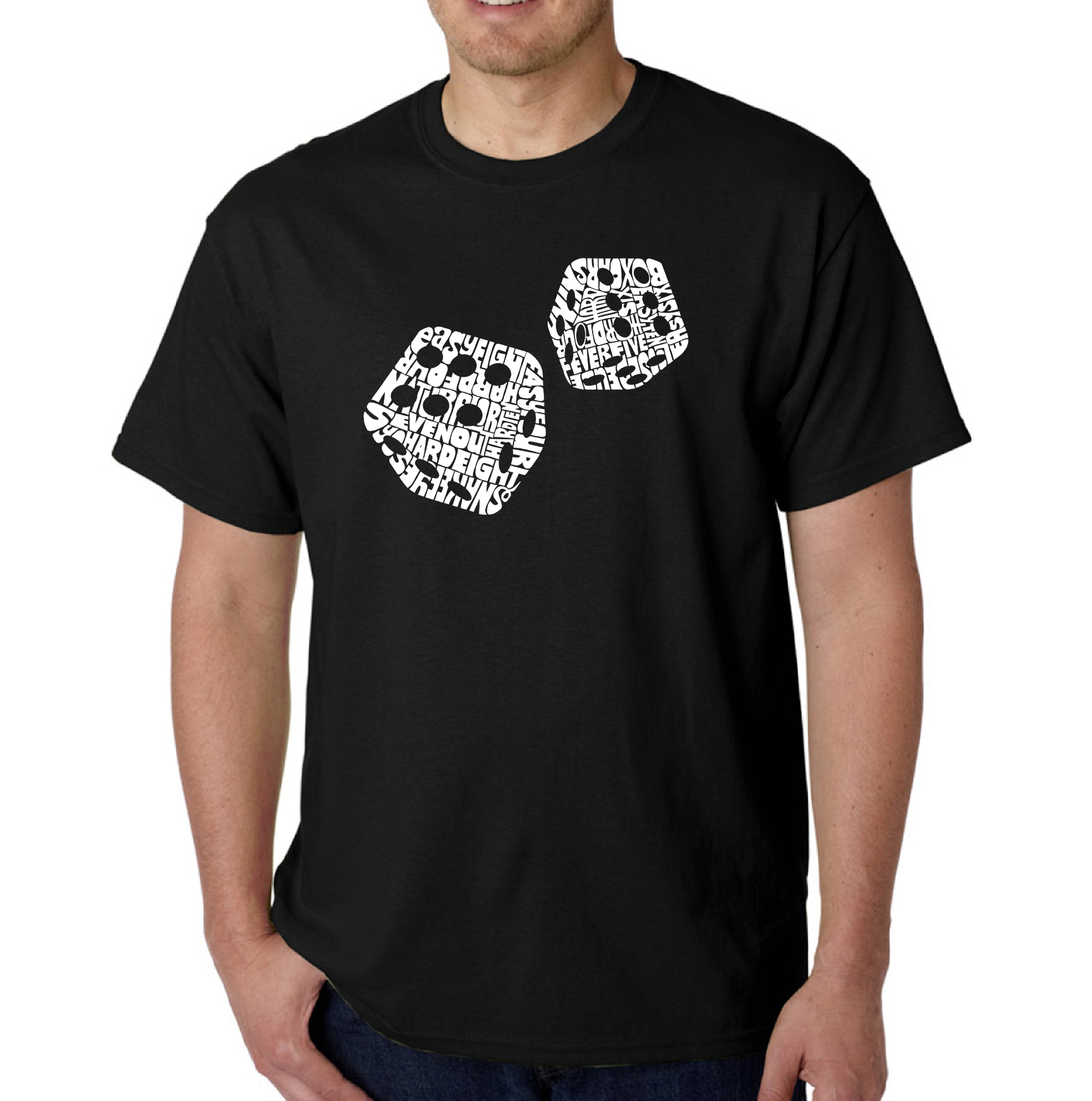 Los Angeles Pop Art Men's Big & Tall Word Art T-Shirt - Different rolls thrown in the game of Craps