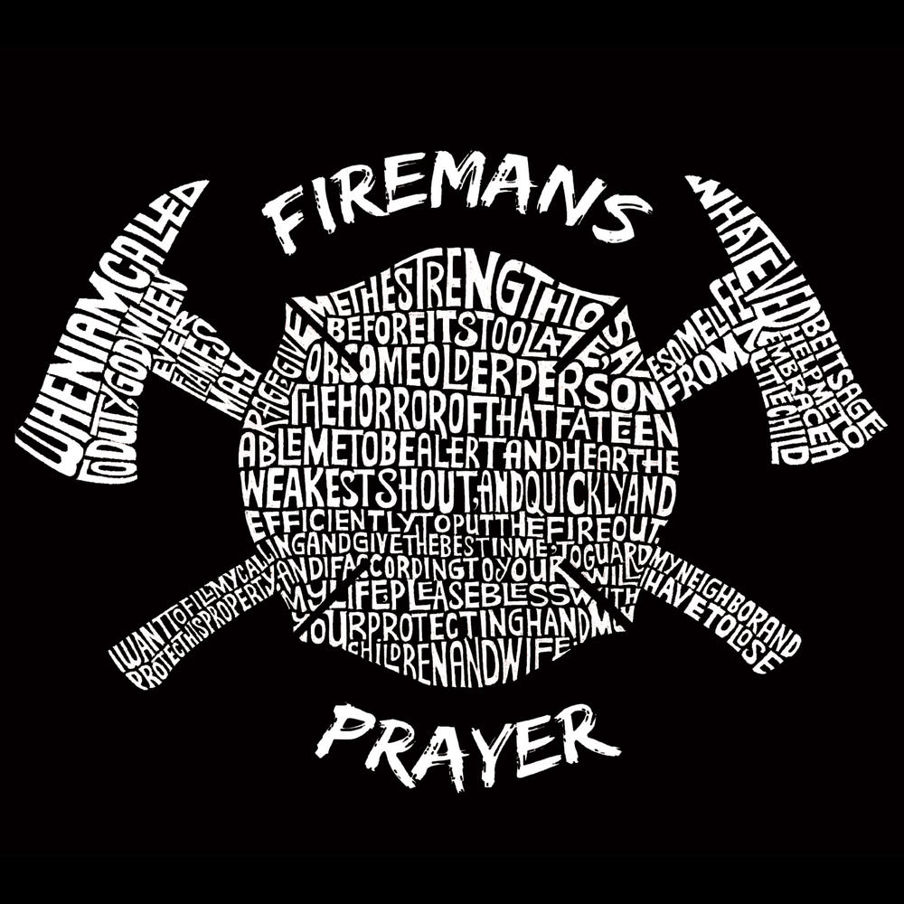 Los Angeles Pop Art Men's Big & Tall  Word Art Long Sleeve T-Shirt - Fireman's Prayer