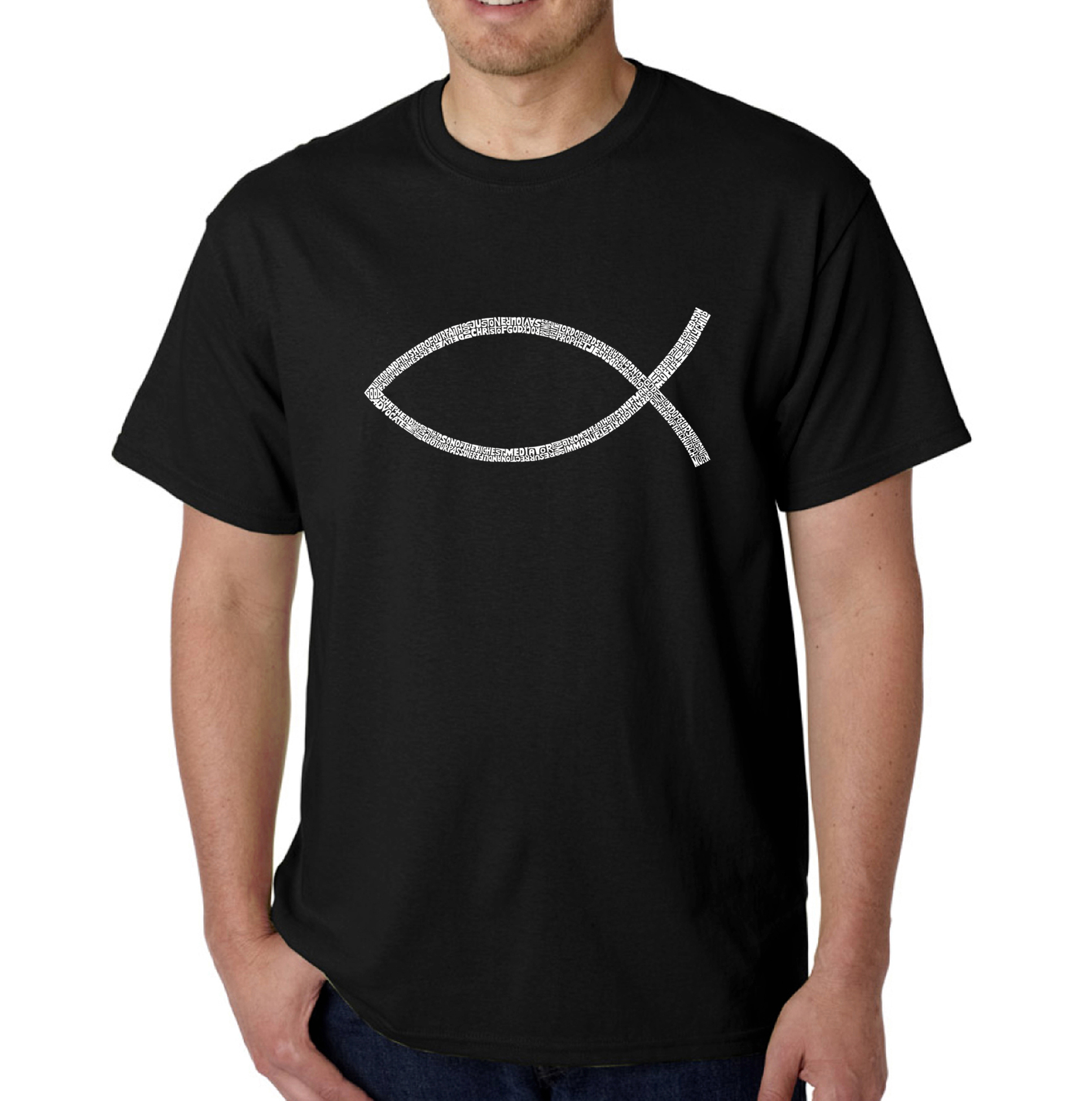 Los Angeles Pop Art Men's Word Art T-Shirt - Jesus Fish