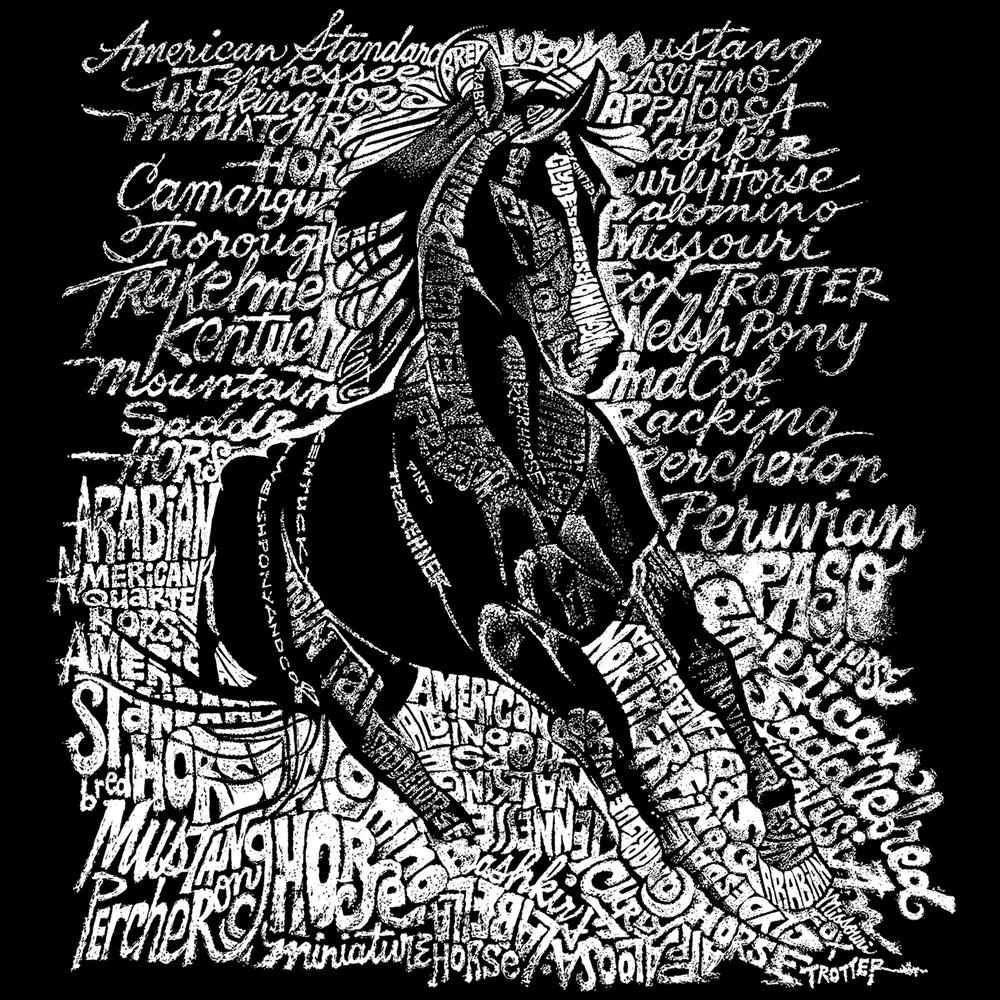 Los Angeles Pop Art Men's Word Art Long Sleeve T-Shirt - Popular Horse Breeds