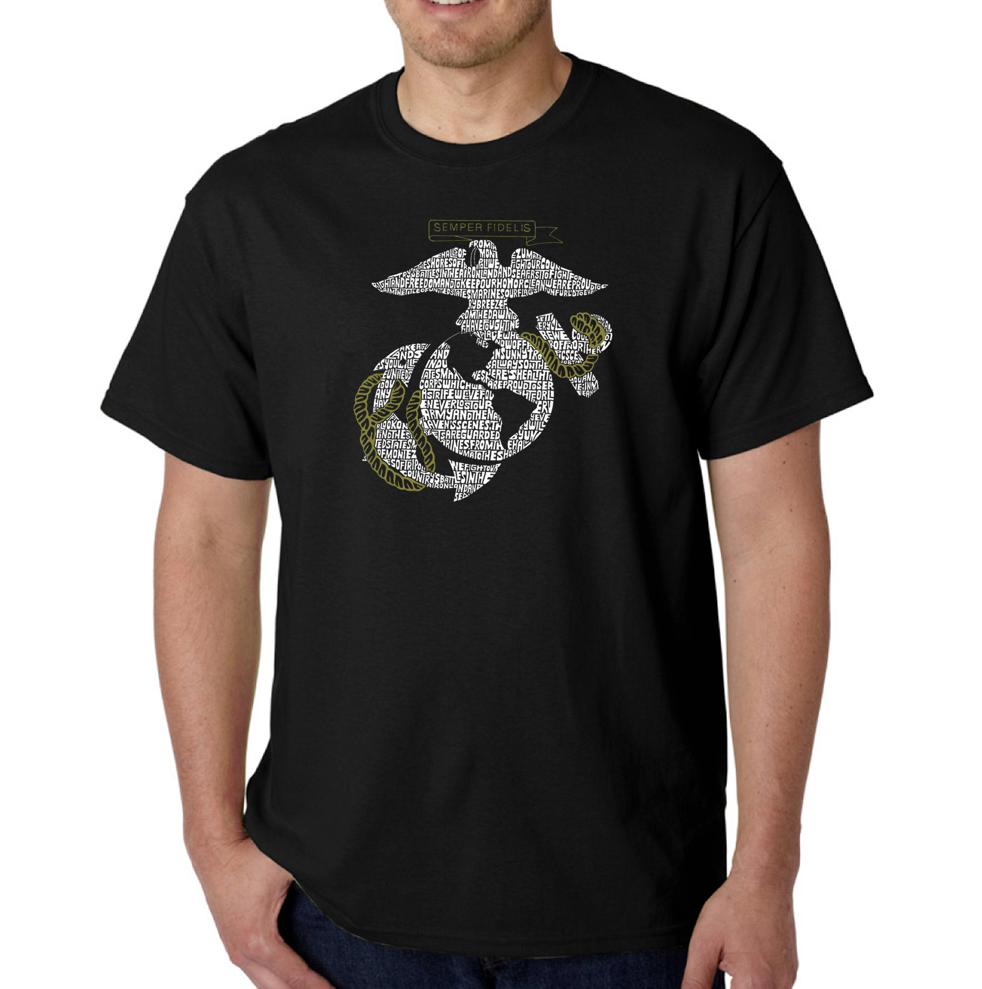 Los Angeles Pop Art Men's Word Art T-Shirt - Lyrics To The Marines Hymn
