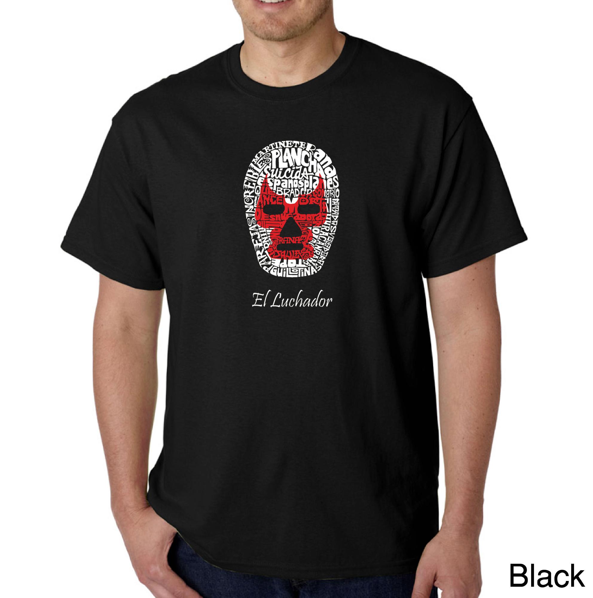 Los Angeles Pop Art Men's Big & Tall Word Art T-shirt - Mexican Wrestling Mask