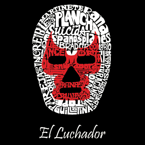 Los Angeles Pop Art Women's Word Art V-Neck T-shirt - Mexican Wrestling Mask - Online Exclusive