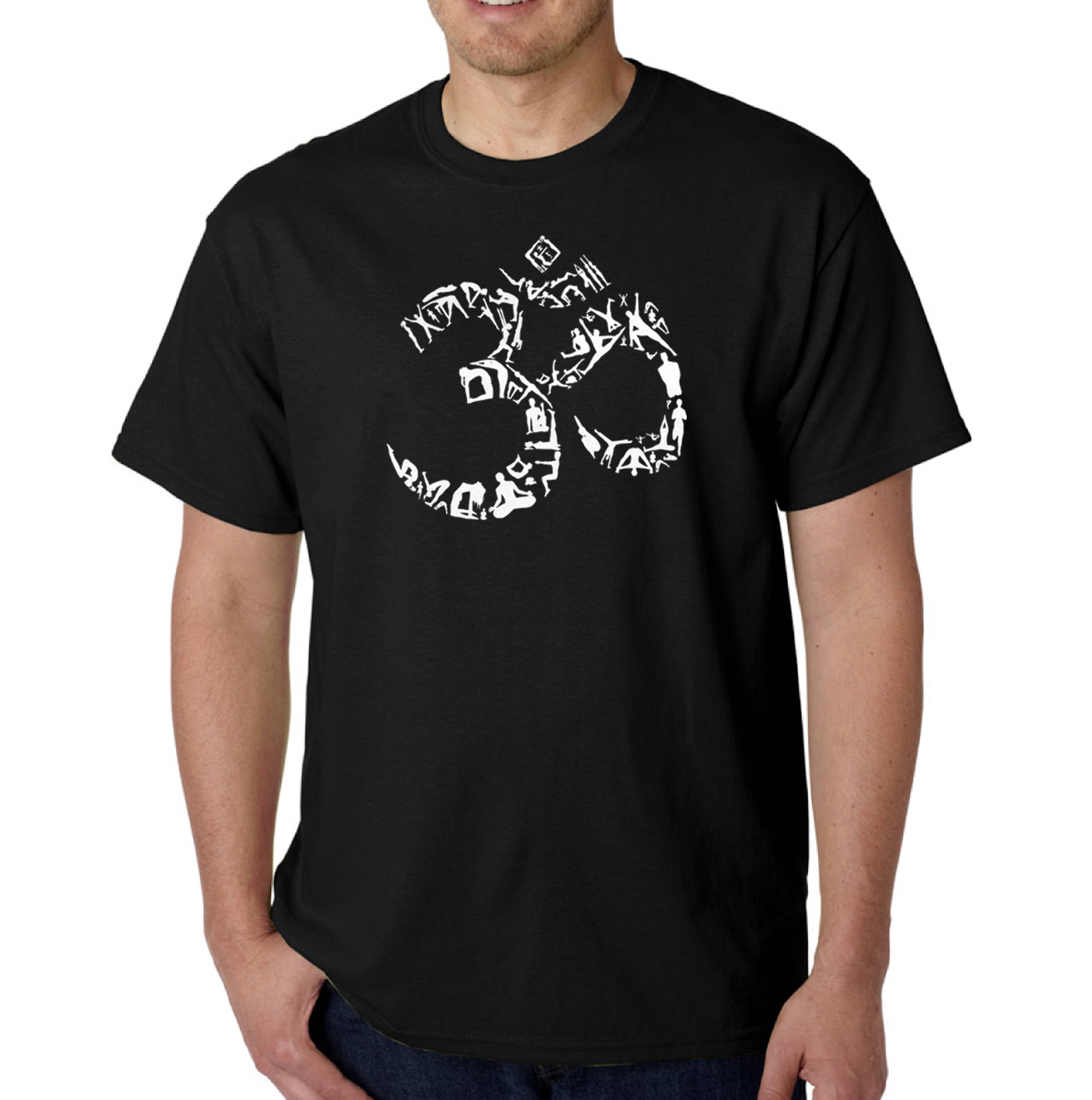 Los Angeles Pop Art Men's Word Art T-shirt - The Om Symbol out of Yoga Poses