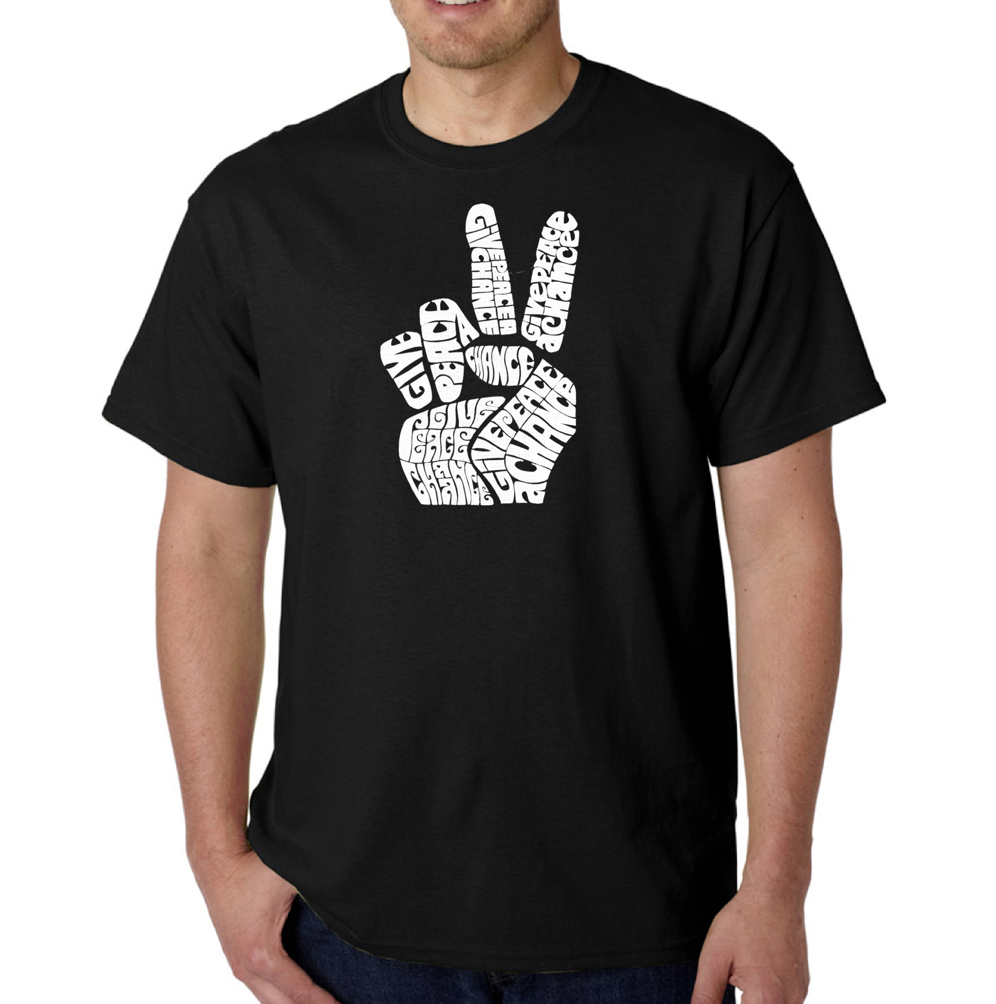 Los Angeles Pop Art Men's Word Art T-Shirt - Give Peace A Chance