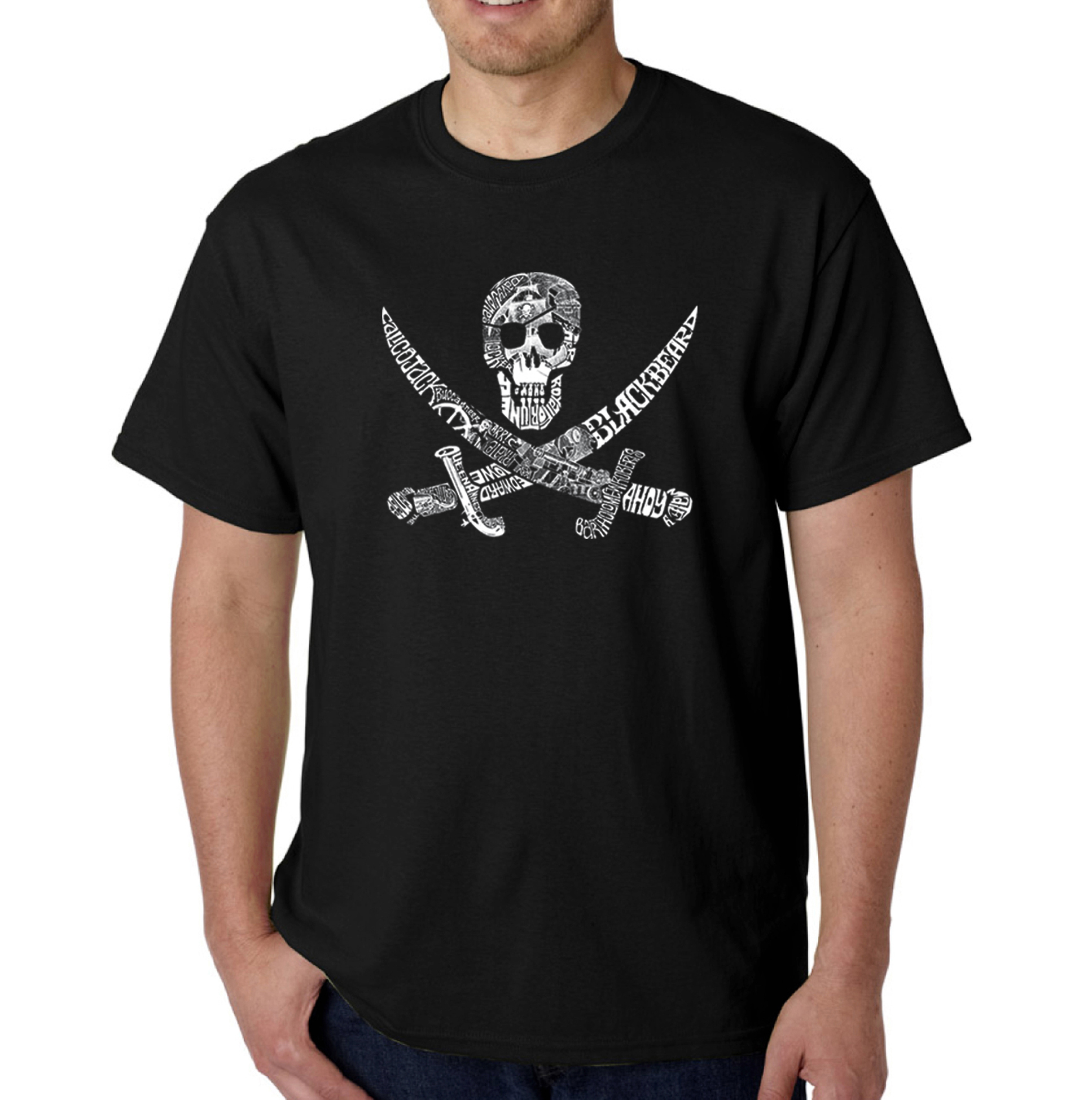 Los Angeles Pop Art Men's Big & Tall Word Art T-shirt - Pirate Captains, Ships and Imagery