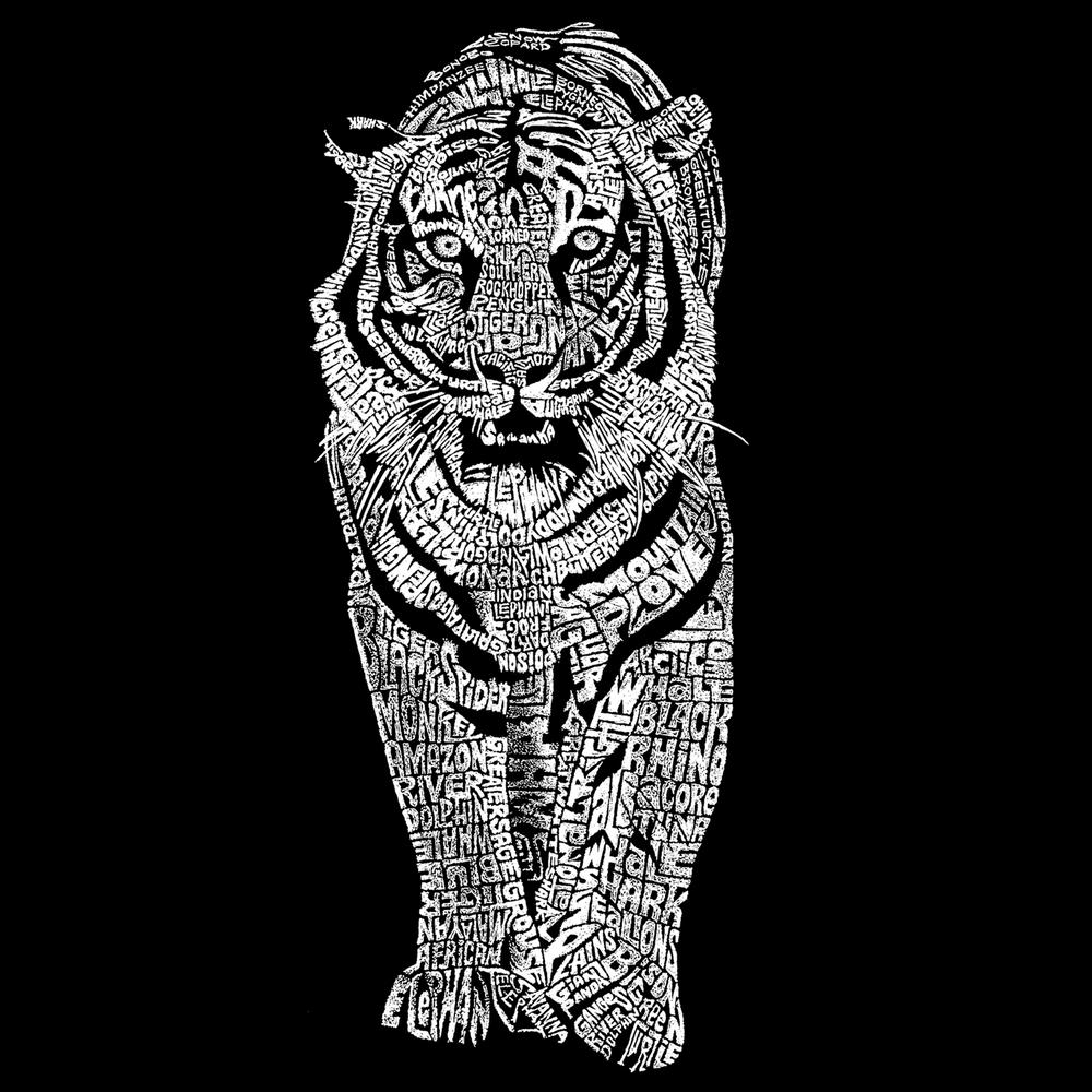 Los Angeles Pop Art Men's Big & Tall  Word Art Long Sleeve T-Shirt - Tiger