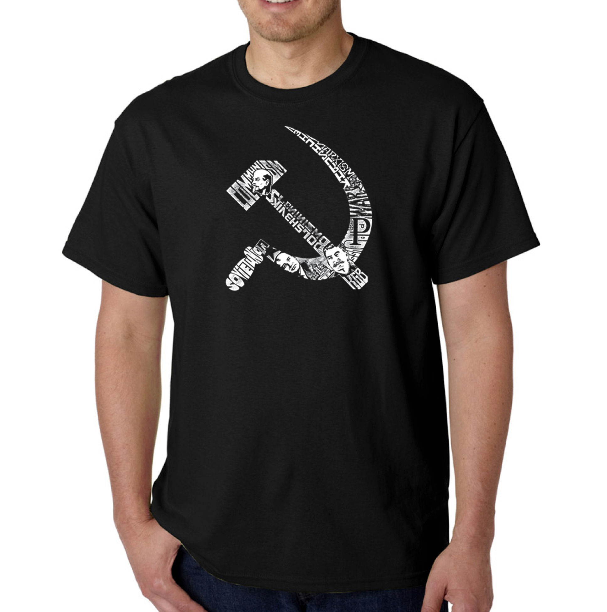 Los Angeles Pop Art Men's Big & Tall Word Art T-shirt - Soviet Hammer and Sickle