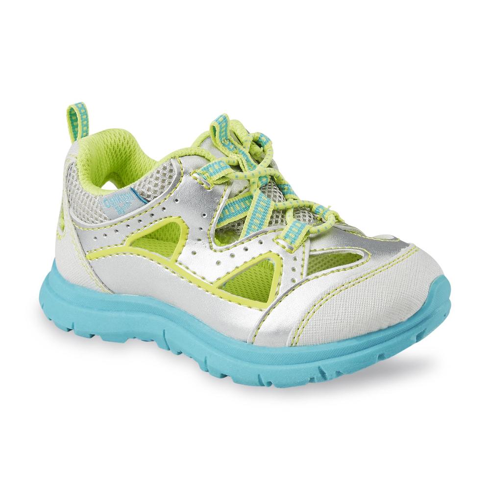 OshKosh Toddler Girl's Nebula Silver/Turquoise/Neon Green Athletic Shoe