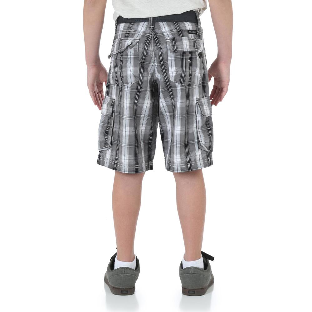 Wrangler Boy's Cargo Shorts & Belt - Plaid