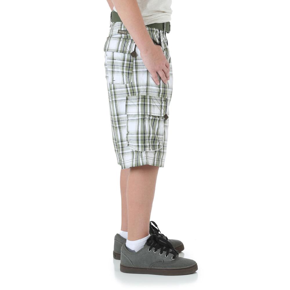 Wrangler Boy's Cargo Shorts & Belt - Plaid
