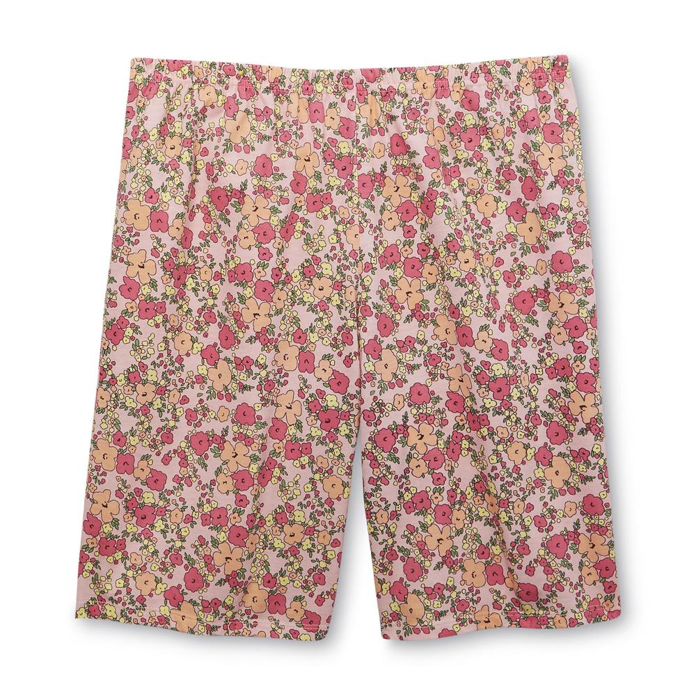 Pink K Women's Pajama Top & Bermuda Shorts - Floral Bird