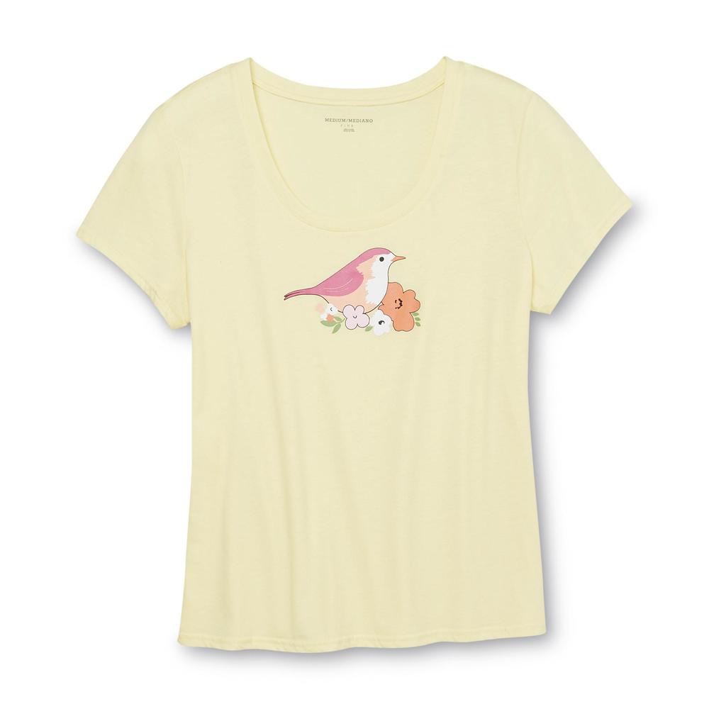 Pink K Women's Pajama Top & Bermuda Shorts - Floral Bird