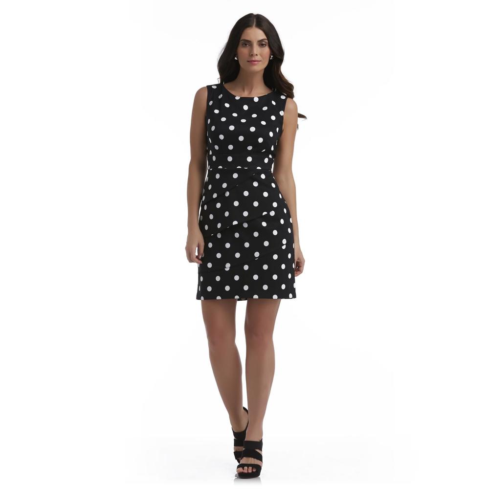Connected Apparel Women's Tiered Sheath Dress - Polka Dots
