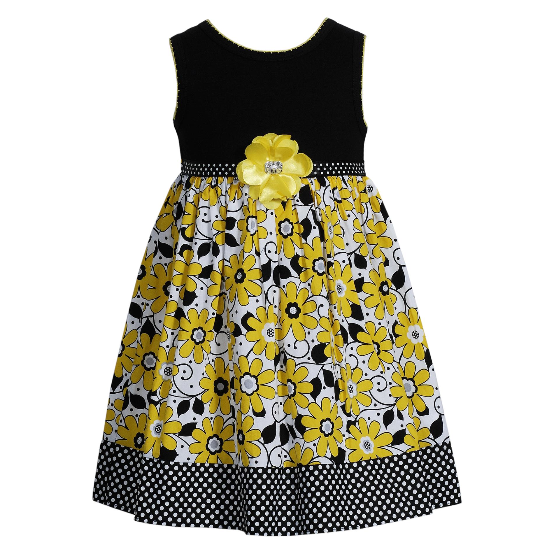 Youngland Infant & Toddler Girl's Sleeveless Dress - Floral & Polka Dots