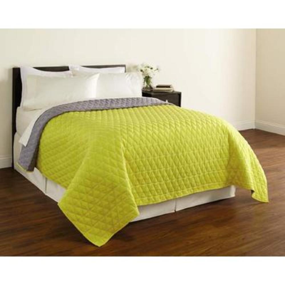 Colormate Soft Natalie Reversible Quilt - Yellow/Grey