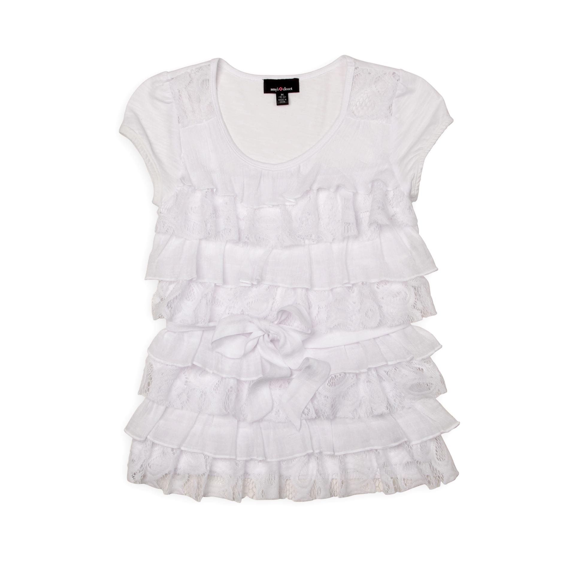 Amy's Closet Girl's Tiered Lace Ruffle Top