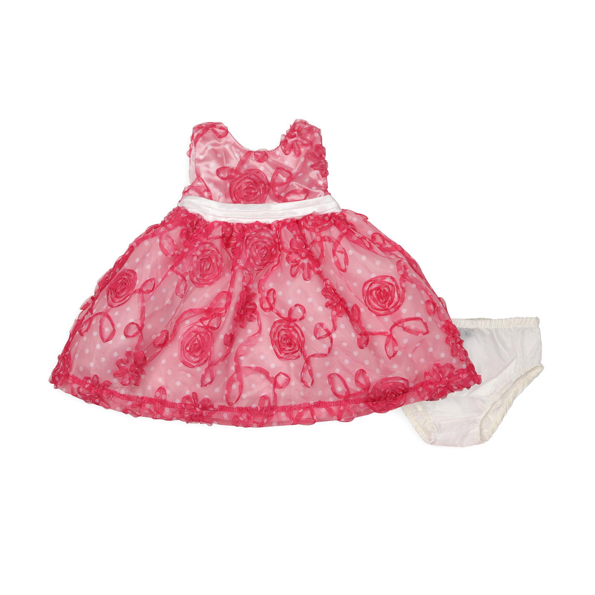 Holiday Editions Newborn Girl's Soutache Party Dress & Diaper Cover