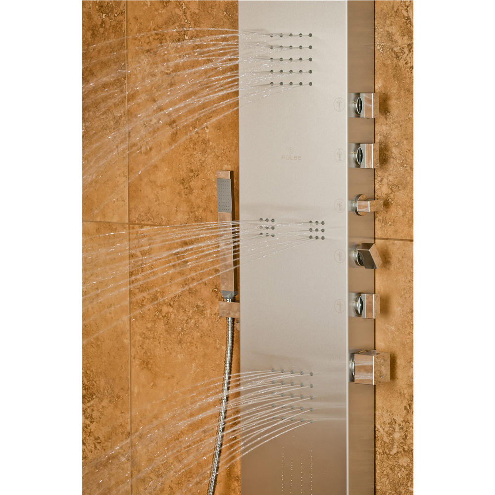 PULSE Showerspas Oahu ShowerSpa Matte Brushed Stainless Steel Shower Panel