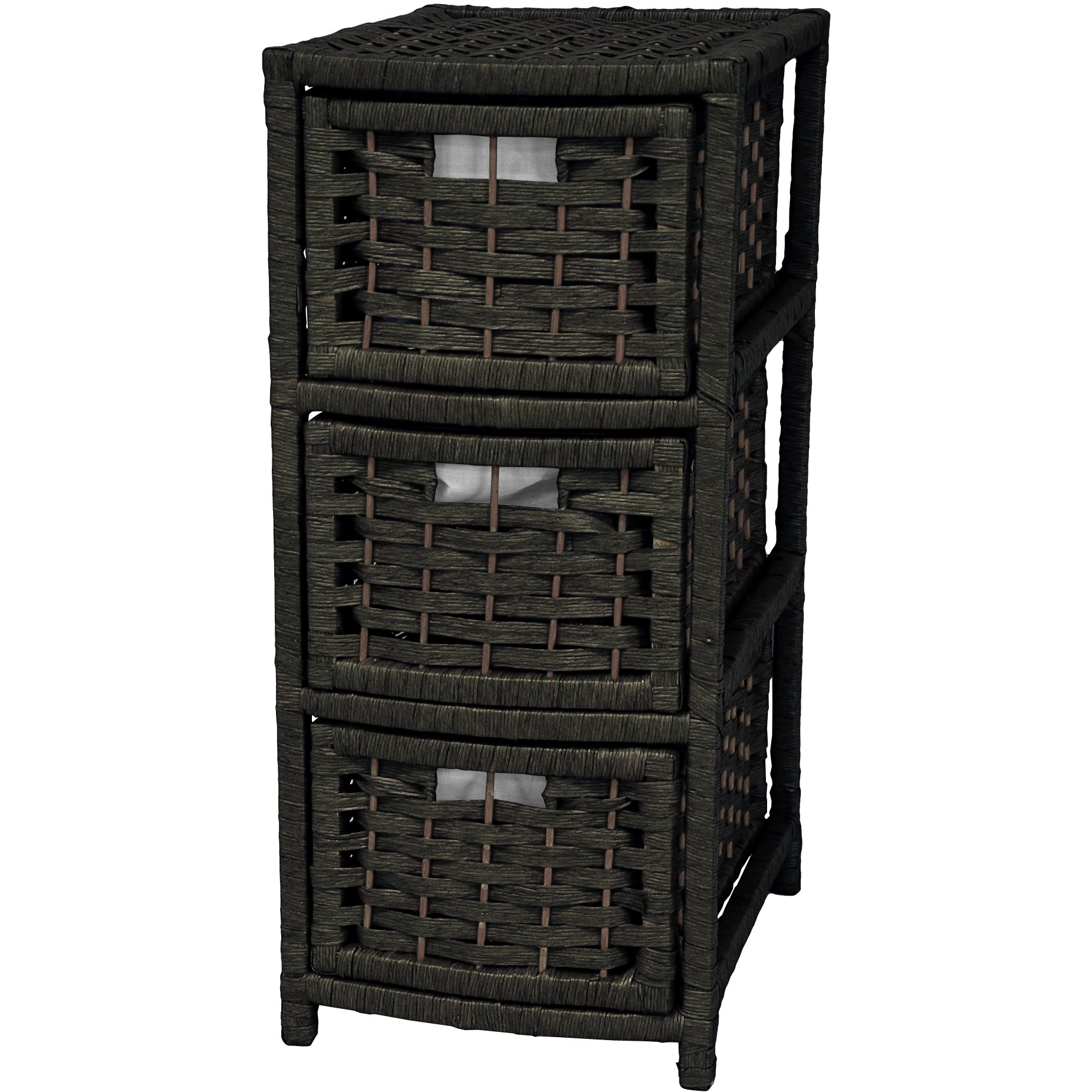 Oriental Furniture 25" Natural Fiber Occasional Chest of Drawers - Black