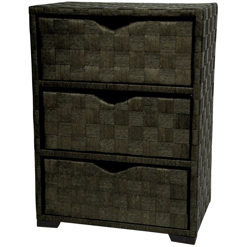Oriental Furniture 25" Natural Fiber Chest of Drawers - Black