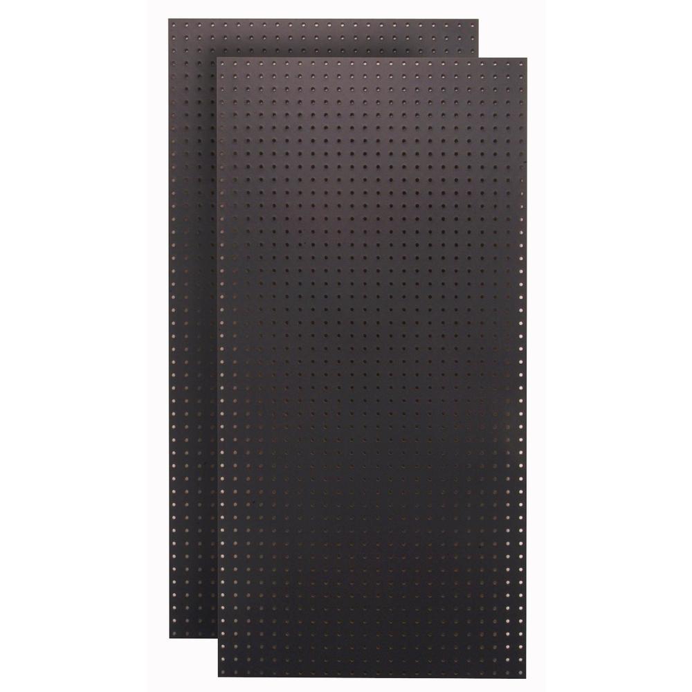 Tempered Wood Pegboard 2 QTY  24 In. W x 48 In. H x 1/4 In. D Custom Painted Jet Black Heavy Duty Tempered Round Hole Pegboards