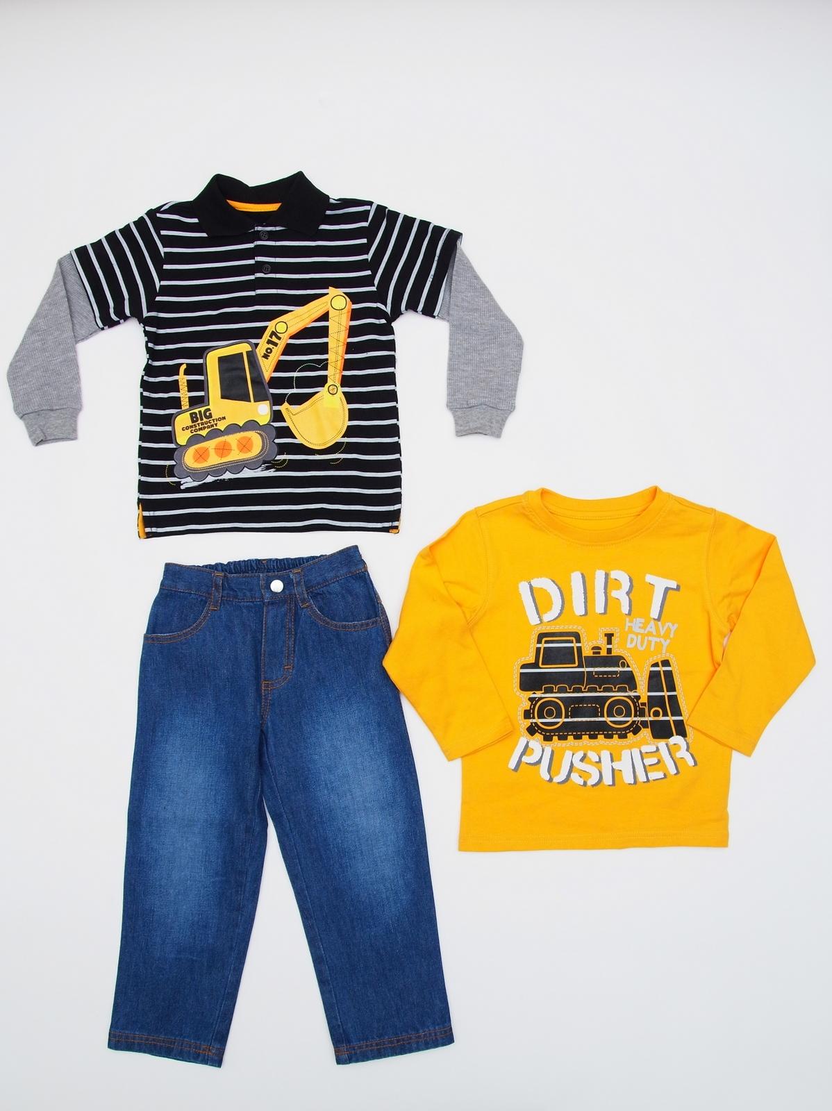 Little Rebels Infant & Toddler Boy's T-Shirt  Polo Shirt & Jeans - Construction