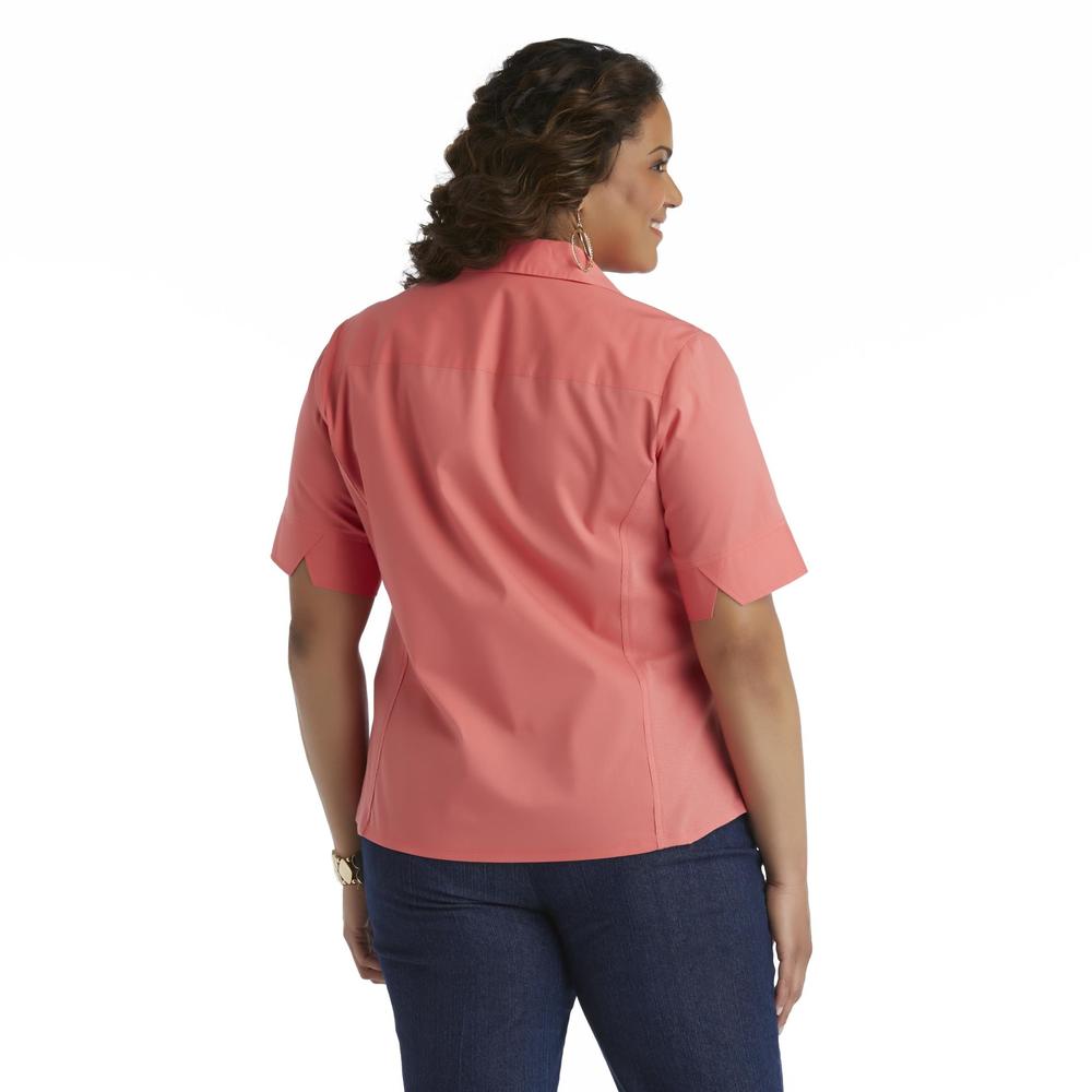 zac &#38; rachel woman Women's Plus Pintuck Camp Shirt - Mixed Media