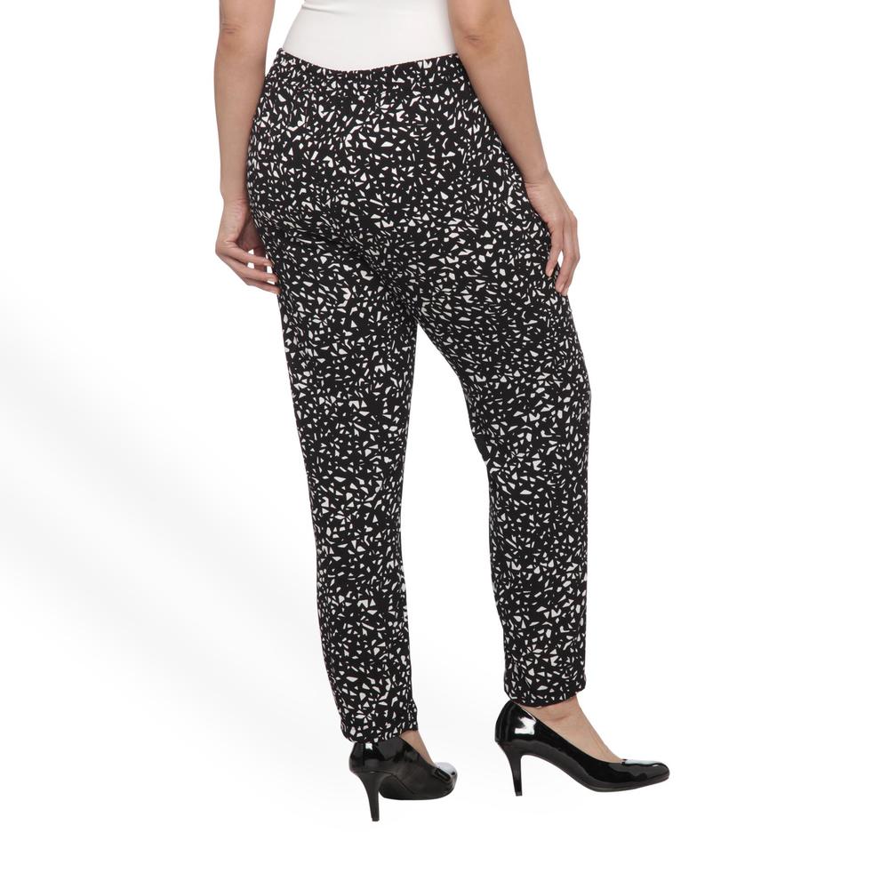 Beverly Drive Women's Plus Woven Trousers - Ditsy Print
