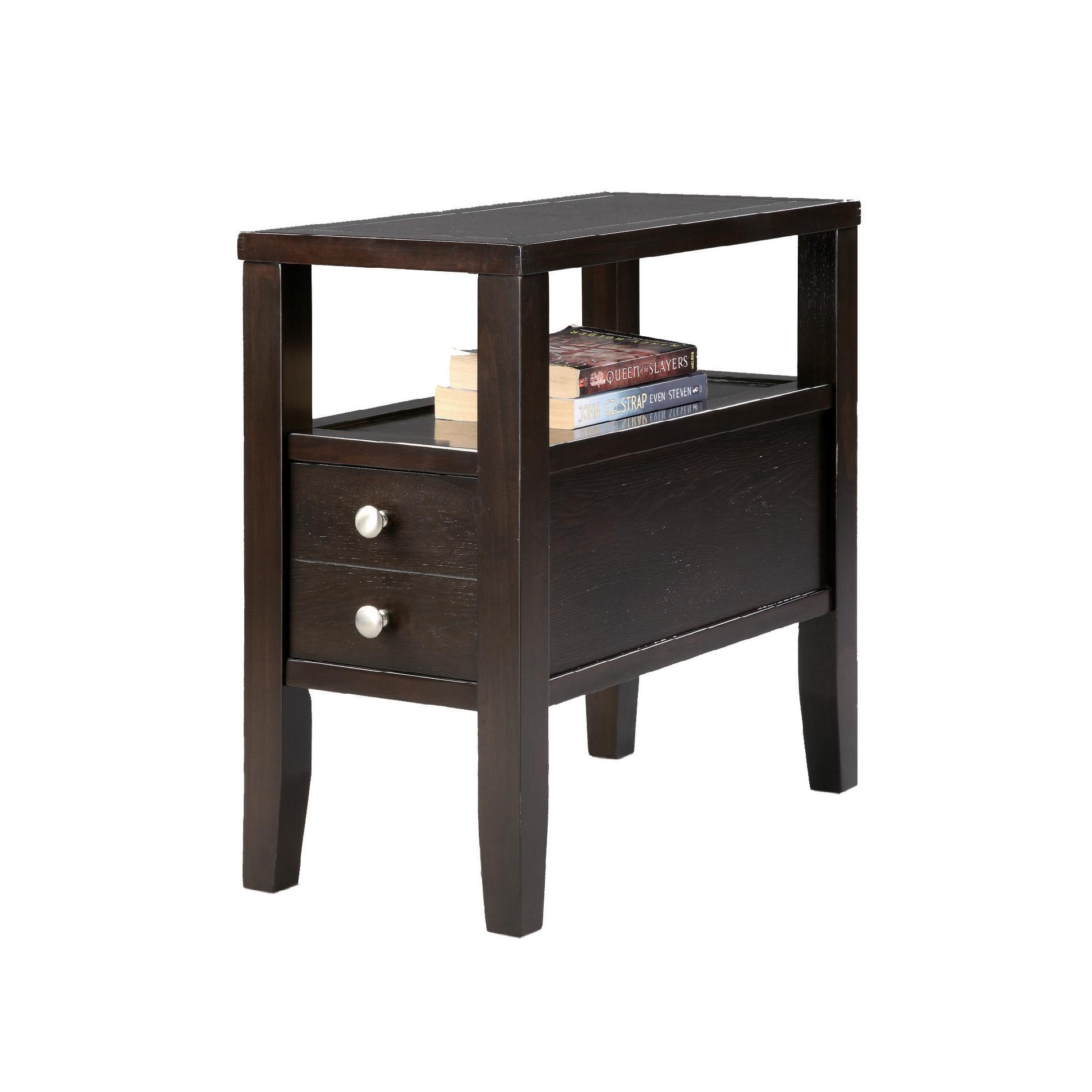 Ore International 24" Traditional Dark Espresso with 2 Drawers Side/End Table