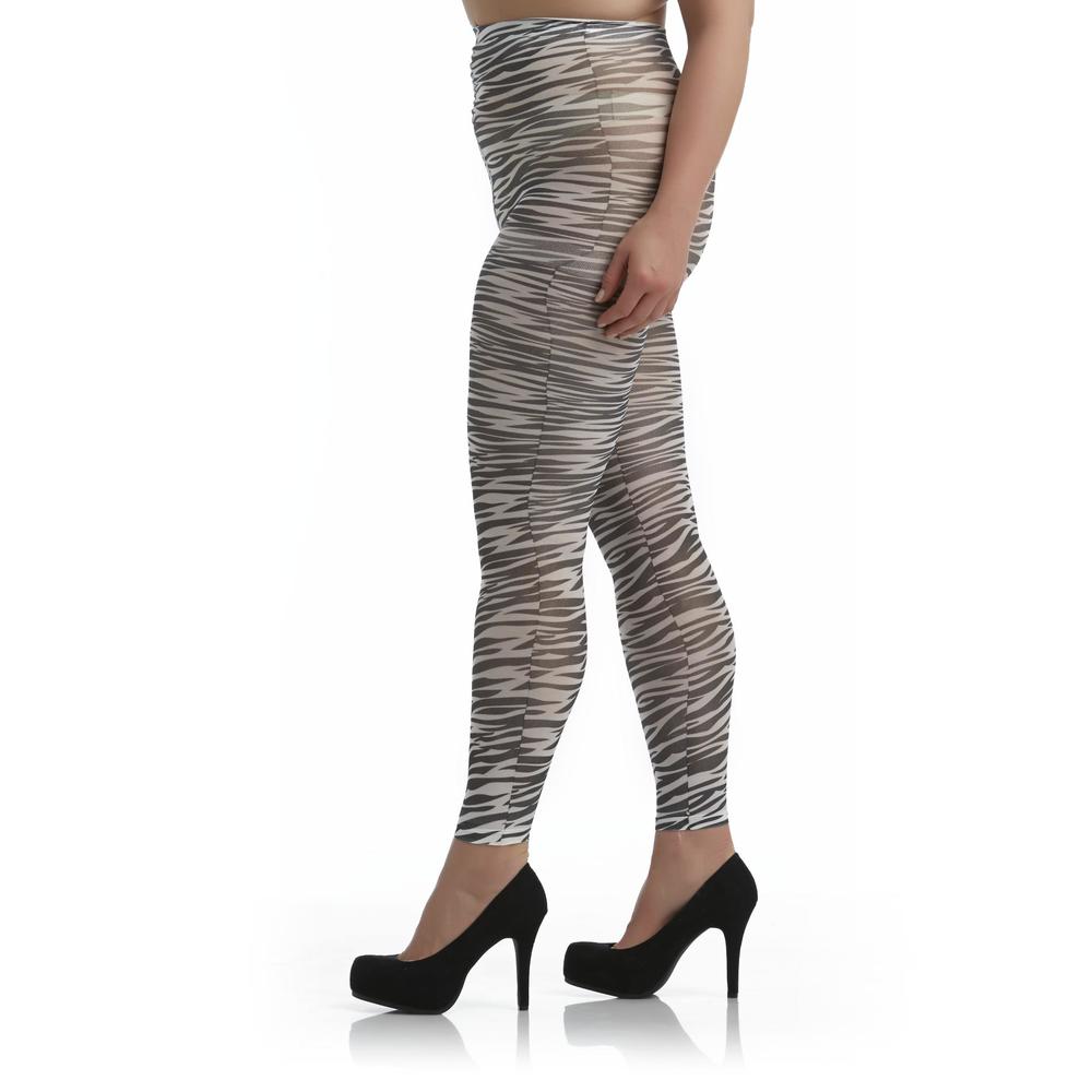 Joe Boxer Women's Footless Fashion Tights - Zebra Striped