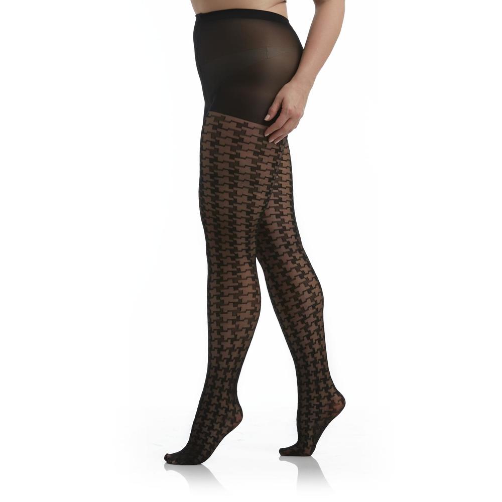 Attention Women's Fashion Tights - Burnout Houndstooth Check