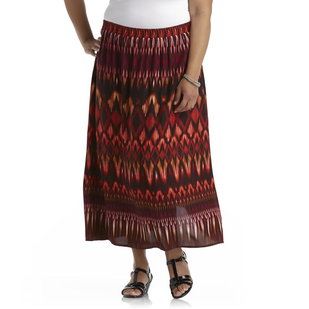 Laura Scott Women's Plus Maxi Skirt - Tribal Print