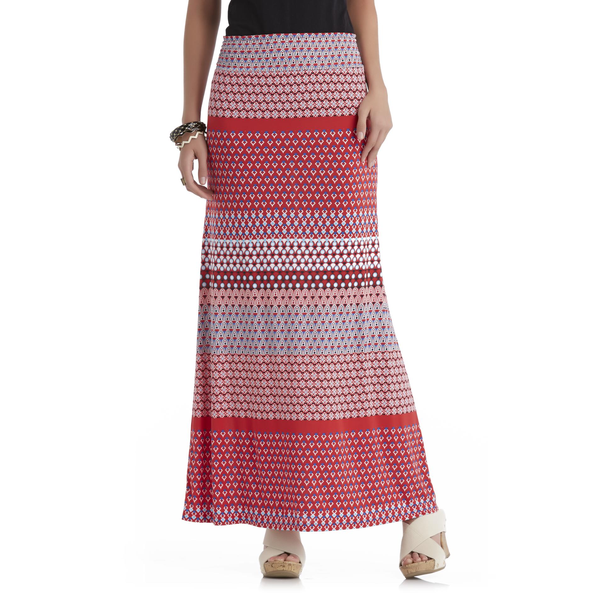 Grisbi Women's Smocked Waist Maxi Skirt - Mixed Print