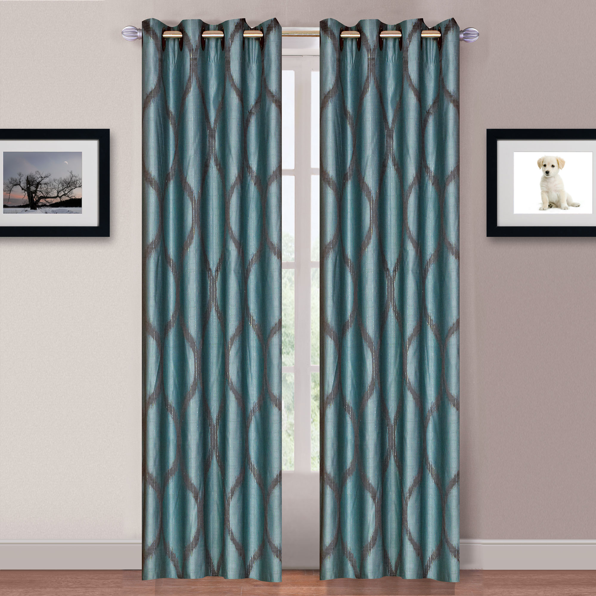 Lavish Home Metallic Grommet Curtain Panels 84 Inch