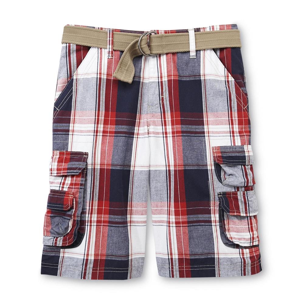 LEE Boy's Wyoming Cargo Shorts & Belt - Plaid