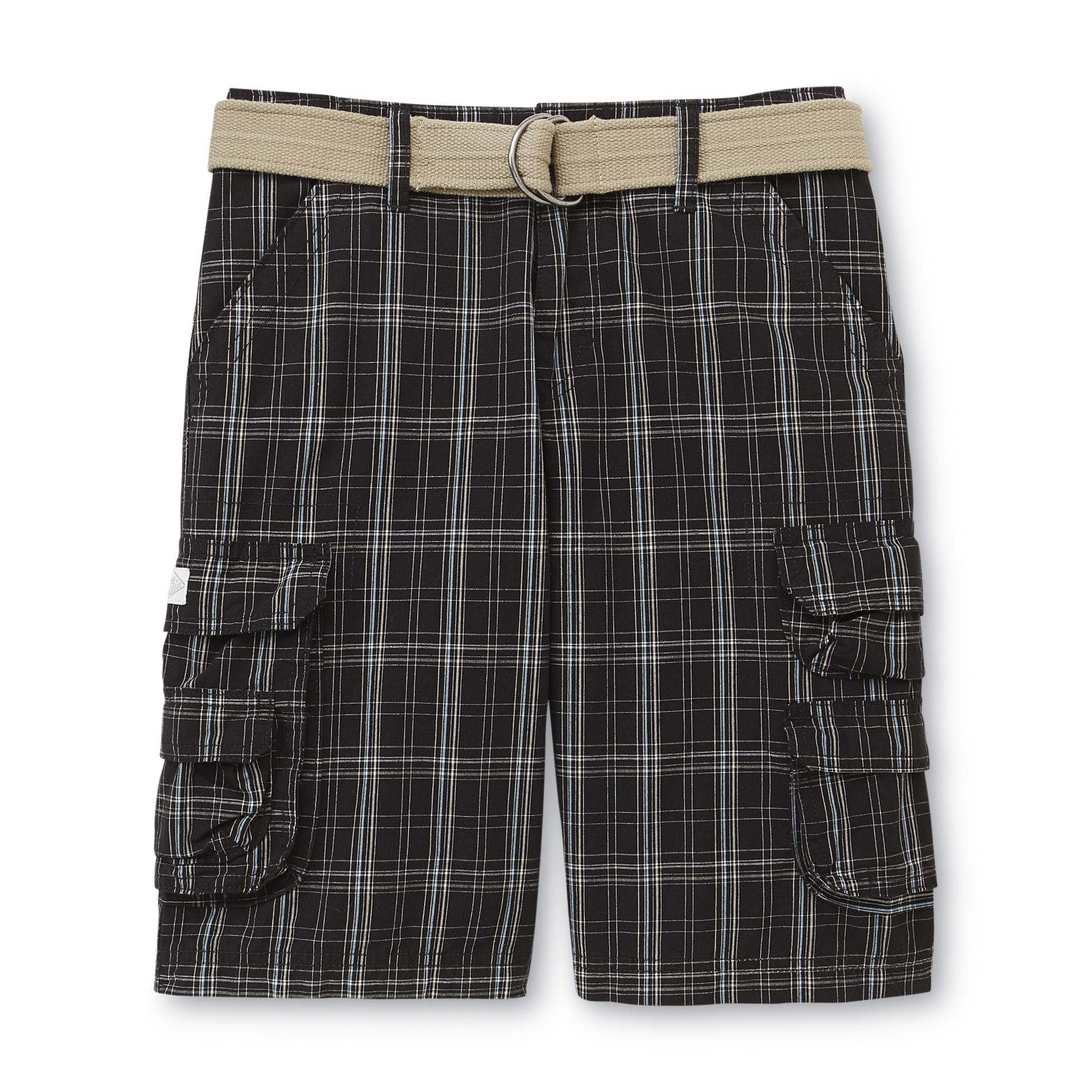 LEE Boy's Wyoming Cargo Shorts & Belt - Plaid