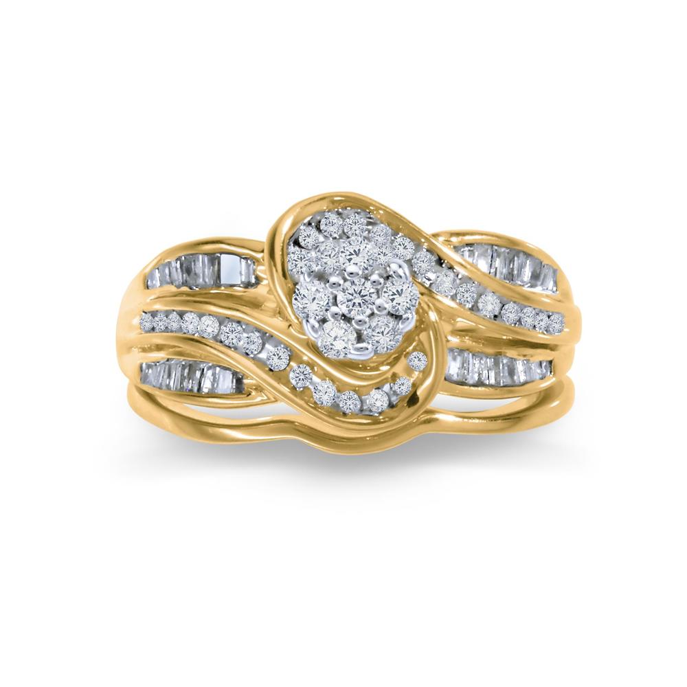 Eternal Treasures 1/2 Cttw. Yellow Gold Over Silver Cluster Diamond Bridal Set