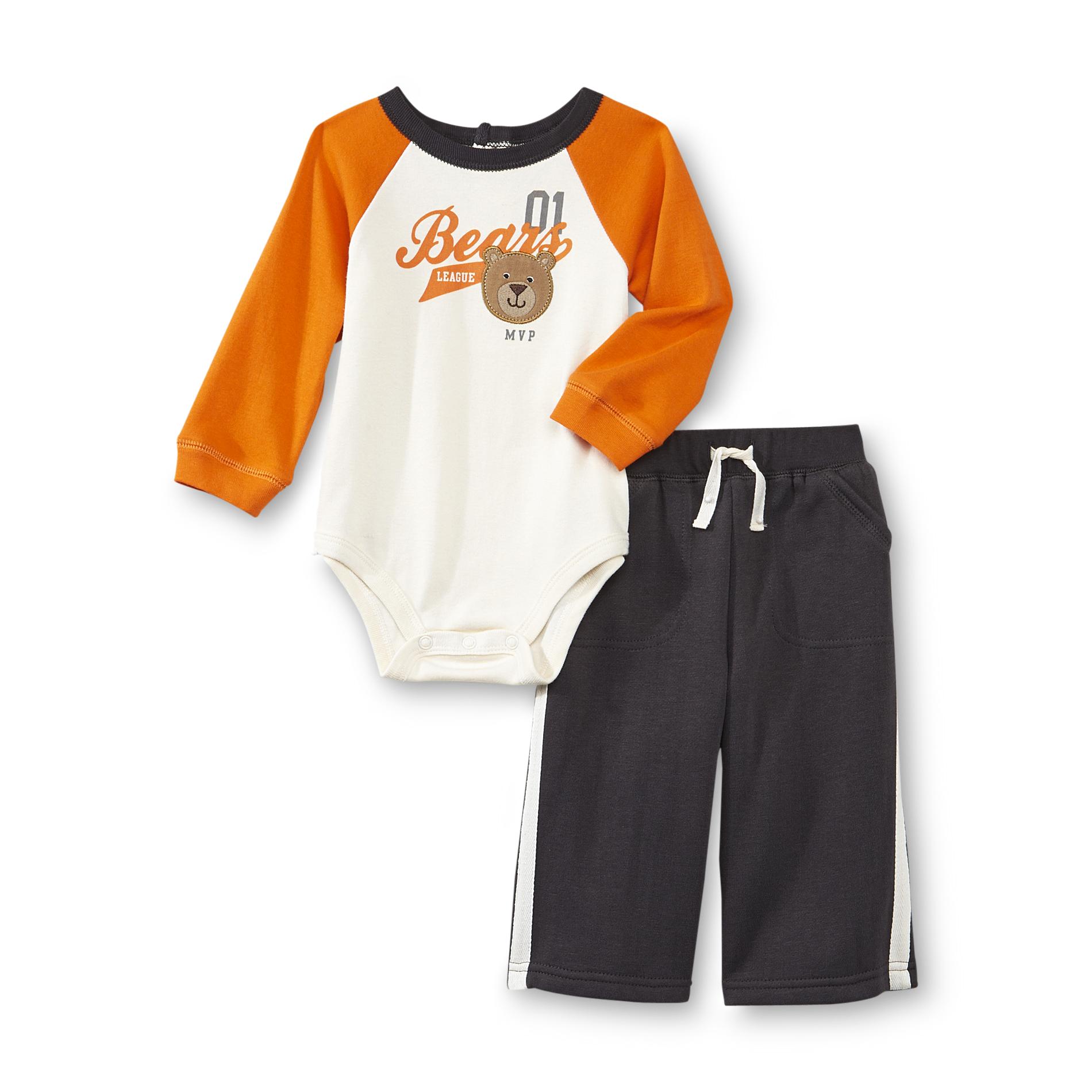 Little Wonders Newborn Boy's Long-Sleeve Bodysuit & Fleece Pants - Bears League MVP