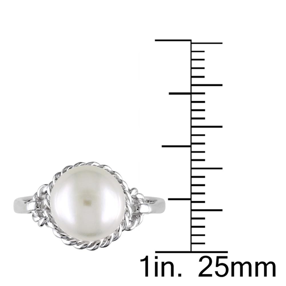 Sterling Silver 9-9.5mm Freshwater White Pearl Cocktail Ring