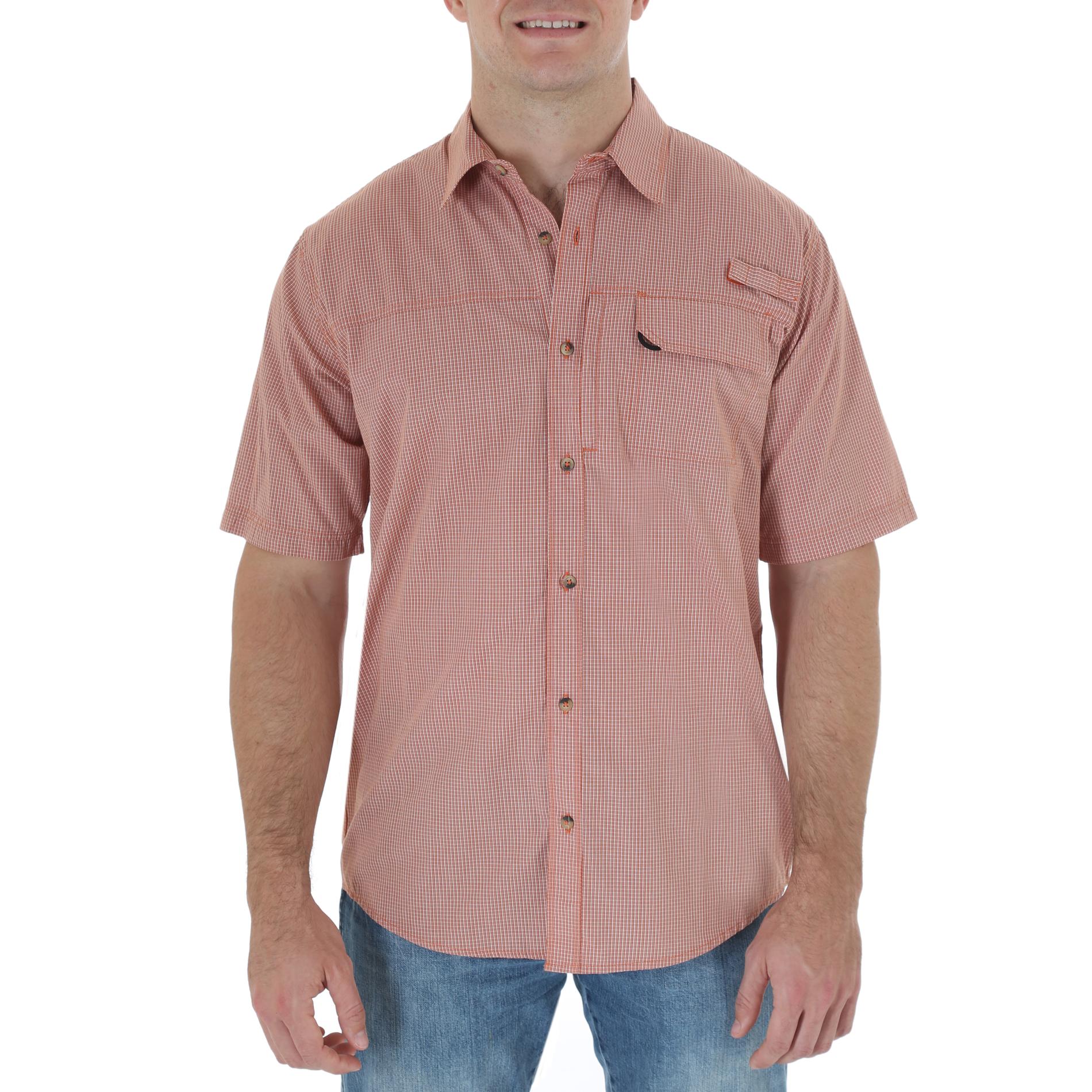 Wrangler Men's Short-Sleeve Button-Down Utility Shirt - Checkered
