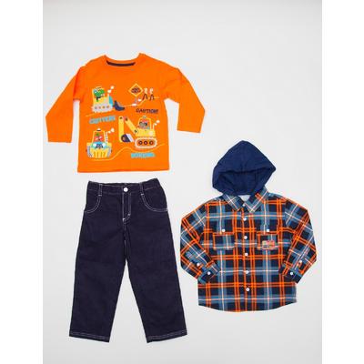 Little Rebels Infant & Toddler Boy's T-Shirt  Hooded Shirt & Jeans - Construction