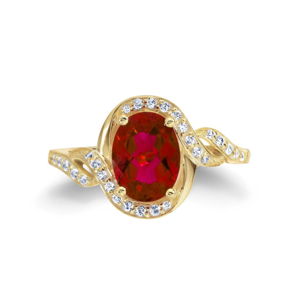 Ruby and White Sapphire Gold Over Silver Ring