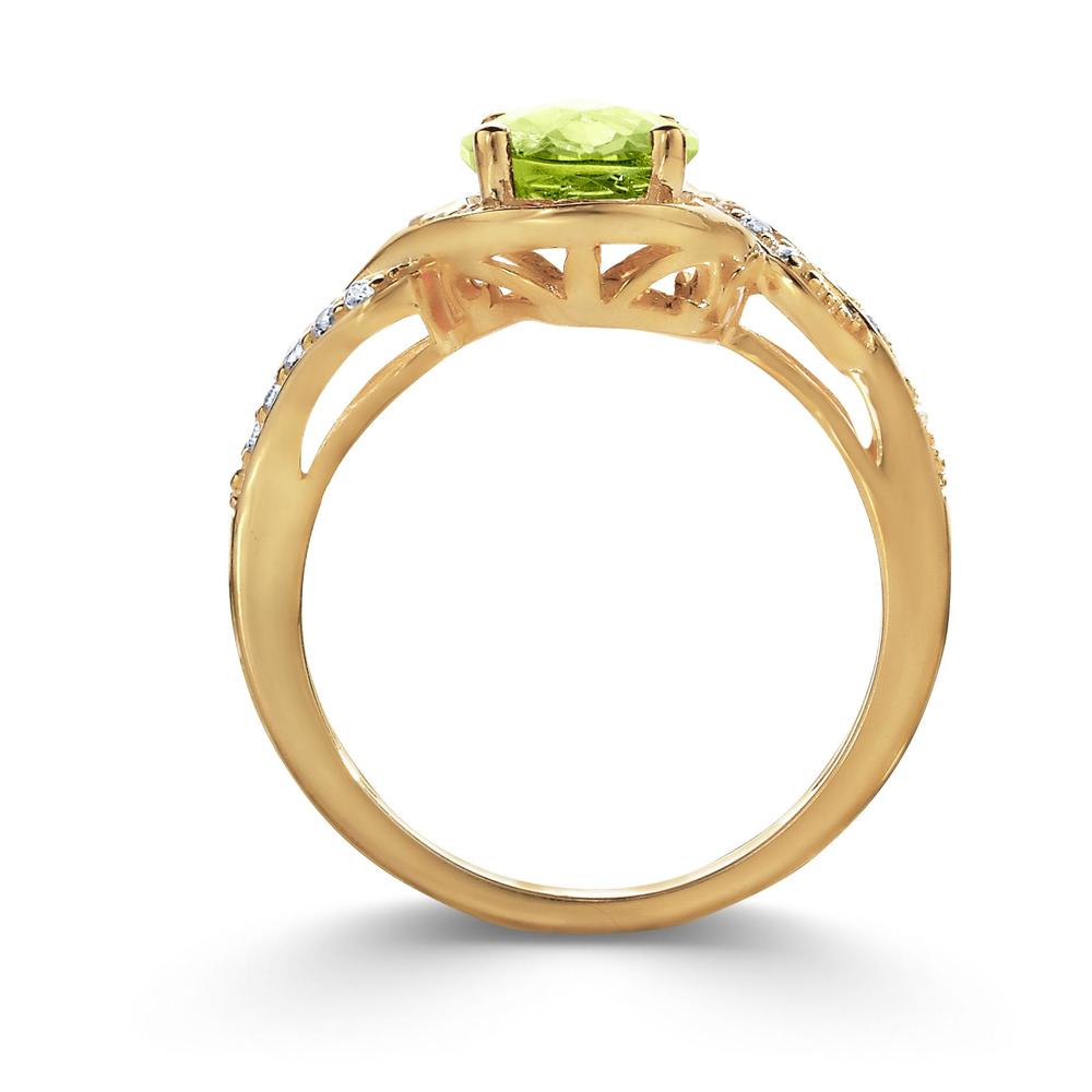 Peridot and White Sapphire Gold Over Silver Ring