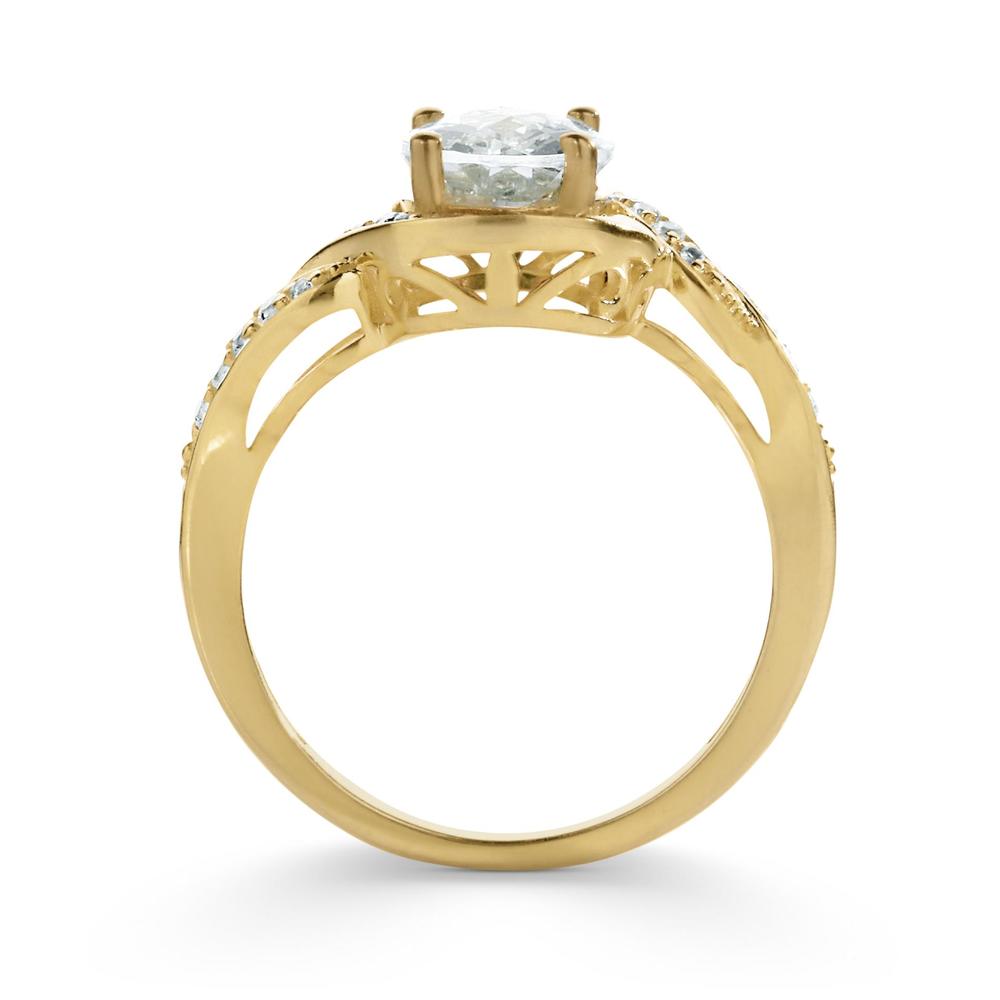 Aquamarine and White Sapphire Gold Over Silver Ring