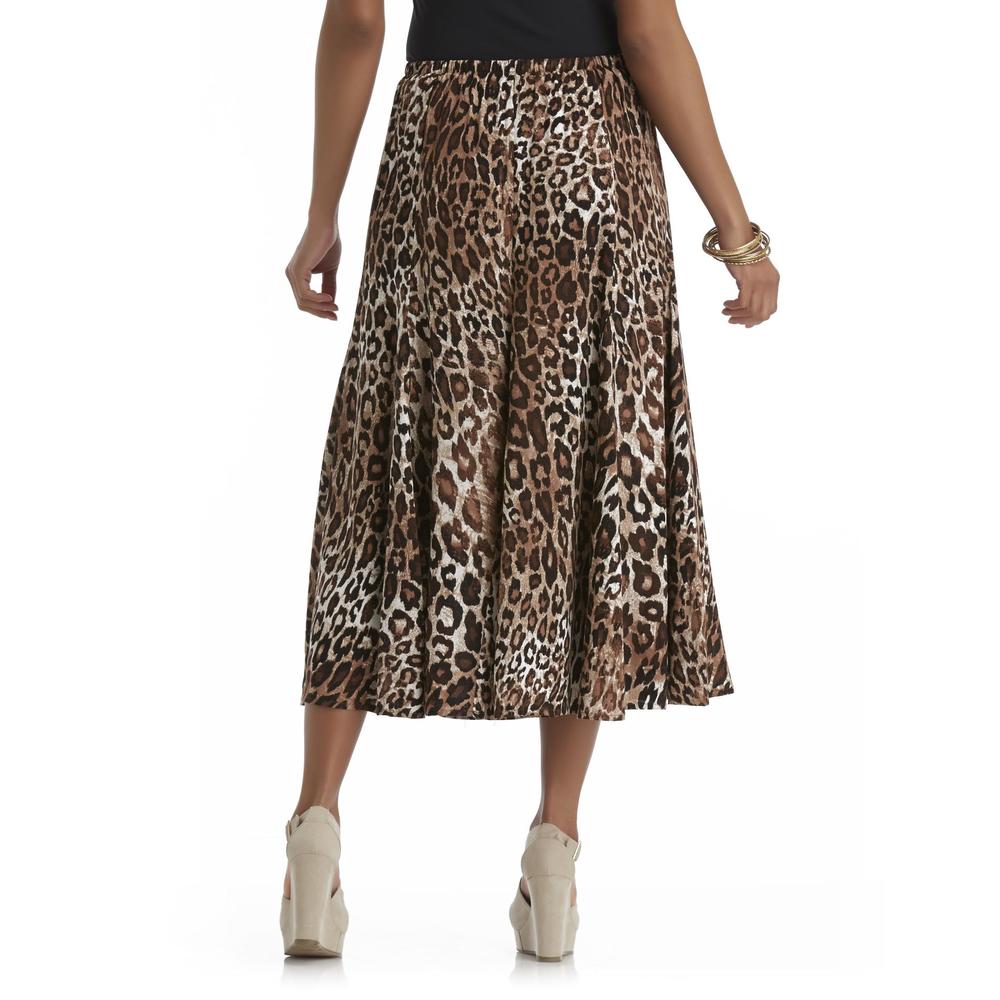 Laura Scott Petite's Gored Chiffon Skirt - Leopard Print