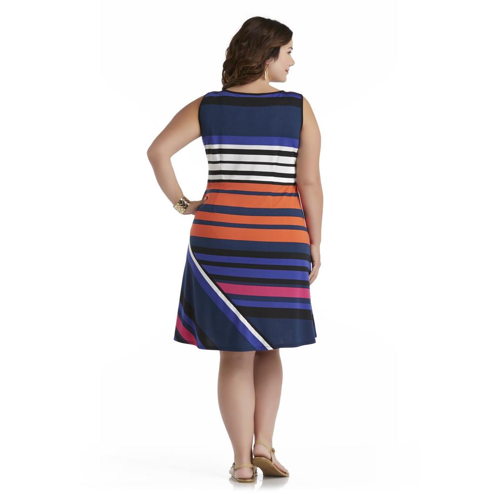 JBS Women's Plus Sleeveless A-Line Dress - Striped