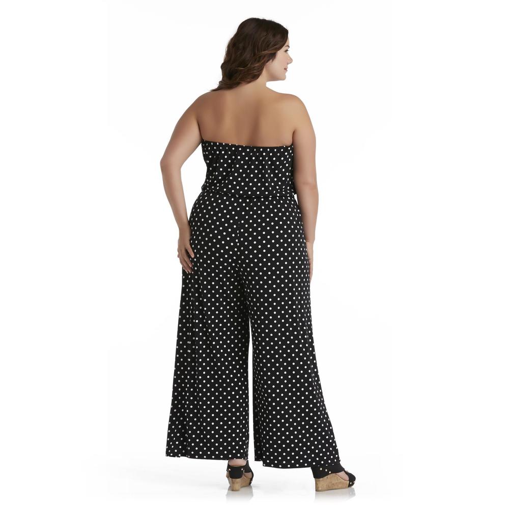 Connected Apparel Women's Plus Strapless Jumpsuit - Dots