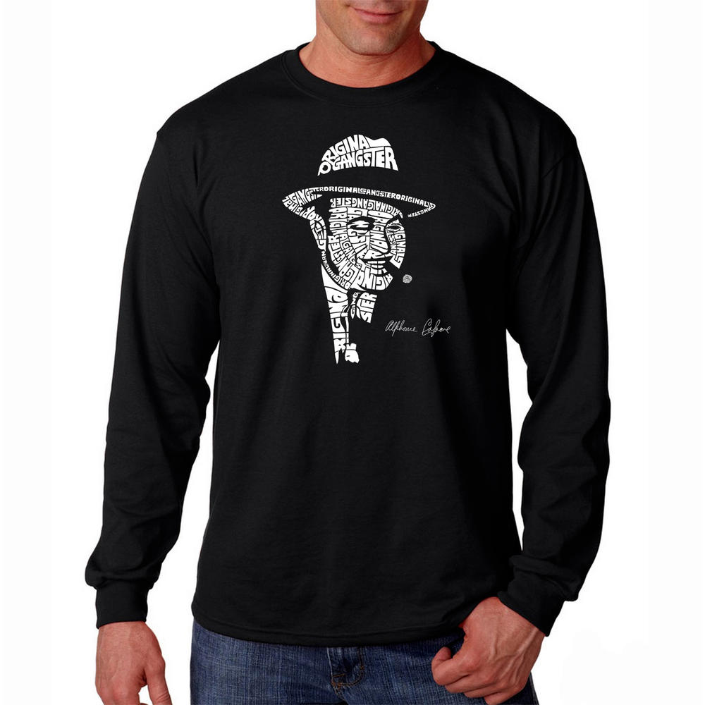 Los Angeles Pop Art Men's Big & Tall  Word Art Long Sleeve T-Shirt - Al Capone-Original Gangster