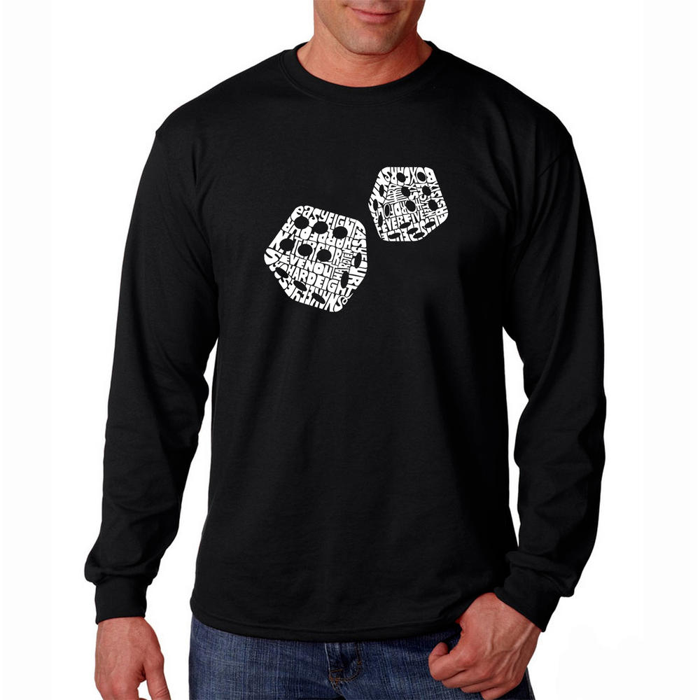 Los Angeles Pop Art Men's Big & Tall  Word Art Long Sleeve T-Shirt - Different rolls thrown in the game of Craps